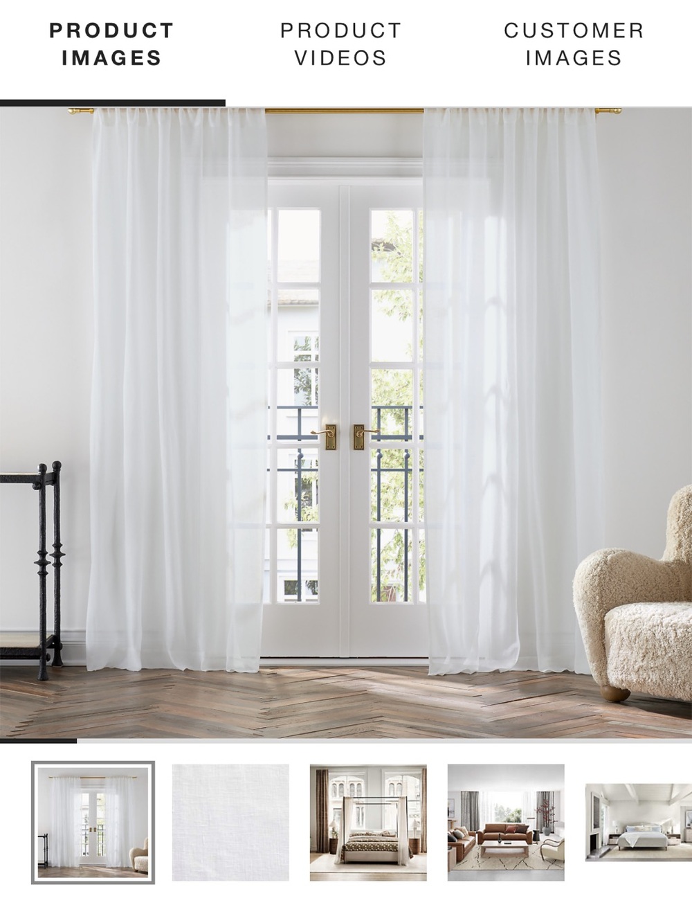 Crate&Barrel White Sheer Curtain Panels